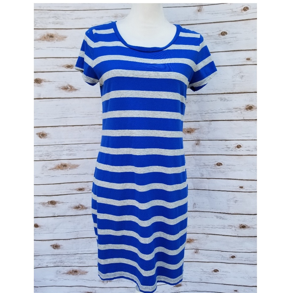 Blue and Grey Striped Dress